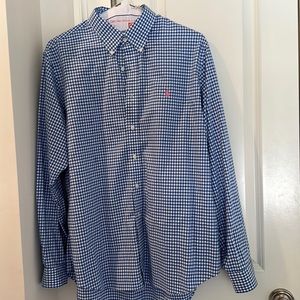 Like brand new, long sleeve men’s no iron Ralph Lauren blue/white shirt size XL